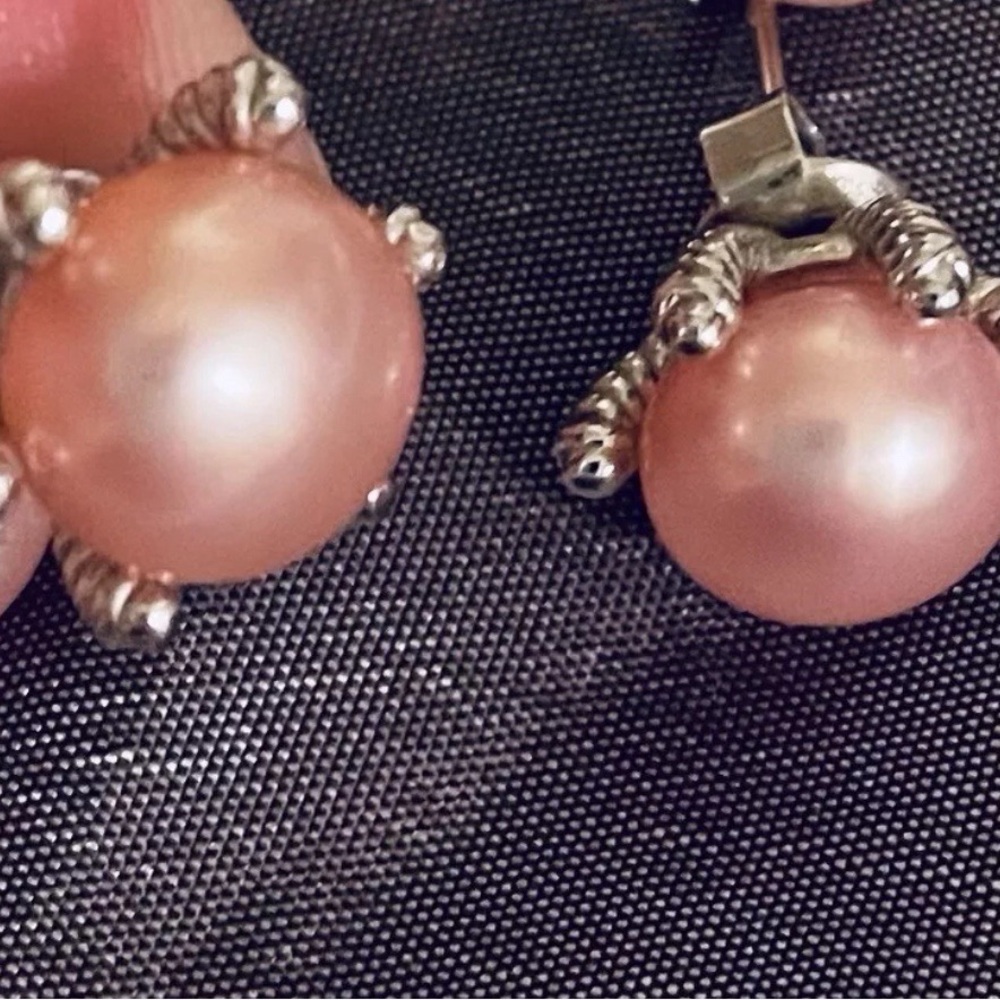Honora Freshwater Cultured Pink Pearl and Silver Stud Earrings - Picture 3 of 4